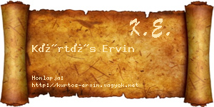 Kürtös Ervin névjegykártya